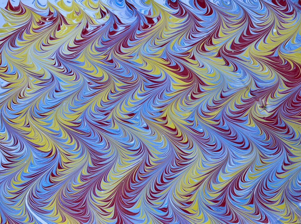 Marbled paper with a wavy flame pattern